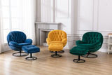 Luxurious Green Velvet TV and Living Room Chair with Ottoman Set