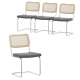 Set of 4 Grey Leather-Feel Rattan Dining Chairs with High-Density Cushioning by Lissie Lou