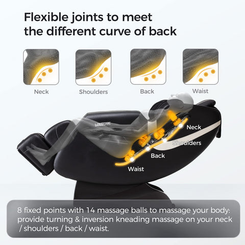 Zero Gravity Massage Chair Recliner with Bluetooth Speaker in Black by Lissie Lou