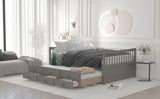 Haven Full Daybed with Twin Trundle and Storage Drawers - Gray Solid Wood by Lissie Lou
