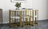 7-Piece Golden and White Compact Faux Marble Modern Dining Set for 6 with Iron Frame by Lissie Lou