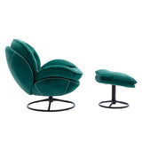 Luxurious Green Velvet TV and Living Room Chair with Ottoman Set