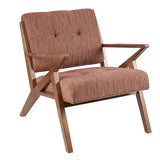 Mid-Century Modern Orange Lounge Chair with Tufted Cushions by Lissie Lou