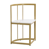 7-Piece Golden and White Compact Faux Marble Modern Dining Set for 6 with Iron Frame by Lissie Lou