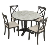 Elegant 5-Piece Dining Table Set for 4 - Solid Wood with Gray Finish by Lissie Lou