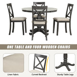Elegant 5-Piece Dining Table Set for 4 - Solid Wood with Gray Finish by Lissie Lou