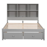 Everest Full Platform Bed - Gray Design with Storage, Charging Station, and Drawers by Lissie Lou