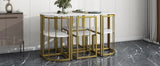 7-Piece Golden and White Compact Faux Marble Modern Dining Set for 6 with Iron Frame by Lissie Lou