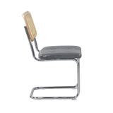 Set of 4 Grey Leather-Feel Rattan Dining Chairs with High-Density Cushioning by Lissie Lou