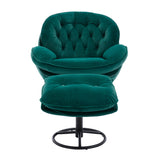 Luxurious Green Velvet TV and Living Room Chair with Ottoman Set