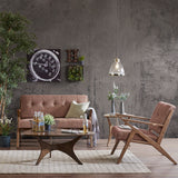 Mid-Century Modern Orange Lounge Chair with Tufted Cushions by Lissie Lou