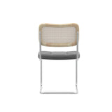 Set of 4 Grey Leather-Feel Rattan Dining Chairs with High-Density Cushioning by Lissie Lou