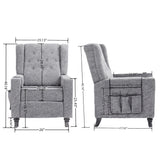 Arm Pushing Recliner Chair - Modern Button Tufted Wingback Push Back Recliner Chair, Navy Blue by Lissie Lou