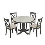 Elegant 5-Piece Dining Table Set for 4 - Solid Wood with Gray Finish by Lissie Lou