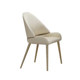 Beige Faux Leather Dining Chair Set with Metal Legs - Set of 2