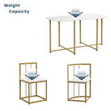 7-Piece Golden and White Compact Faux Marble Modern Dining Set for 6 with Iron Frame by Lissie Lou