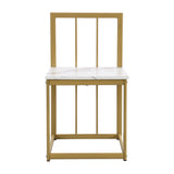 7-Piece Golden and White Compact Faux Marble Modern Dining Set for 6 with Iron Frame by Lissie Lou