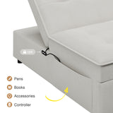 Beige 4-in-1 Convertible Sofa Bed with Storage and USB Port by Lissie Lou