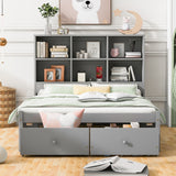 Everest Full Platform Bed - Gray Design with Storage, Charging Station, and Drawers by Lissie Lou