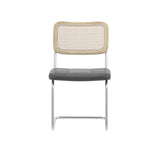Set of 4 Grey Leather-Feel Rattan Dining Chairs with High-Density Cushioning by Lissie Lou
