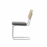 Set of 4 Grey Leather-Feel Rattan Dining Chairs with High-Density Cushioning by Lissie Lou