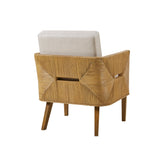 Handcrafted Rattan and Wood Upholstered Accent Arm Chair by Lissie Lou