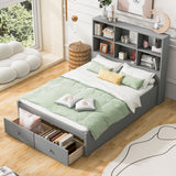 Everest Full Platform Bed - Gray Design with Storage, Charging Station, and Drawers by Lissie Lou