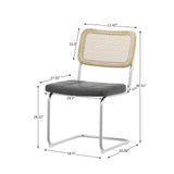 Set of 4 Grey Leather-Feel Rattan Dining Chairs with High-Density Cushioning by Lissie Lou
