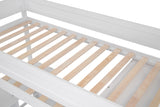 Wood Twin Size Loft Bed with Wardrobes and 2-Drawer Desk with Cabinet, White- Online Orders Only