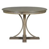 Lissie Lou 5-Piece Elegant Retro Dining Set - Round Table with Curved Trestle Legs & 4 Taupe Upholstered Chairs
