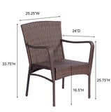 Lissie Lou 3-Piece Outdoor Conversation Set: Weather-Resistant Wicker Chairs with Matching Table - Dark Brown
