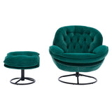 Luxurious Green Velvet TV and Living Room Chair with Ottoman Set