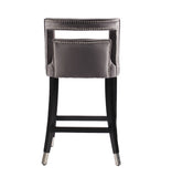 26-Inch Suede Velvet Barstools - Set of 2, Gray Upholstered Dining Chairs with Silver Nailhead Accents by Lissie Lou