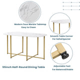 7-Piece Golden and White Compact Faux Marble Modern Dining Set for 6 with Iron Frame by Lissie Lou