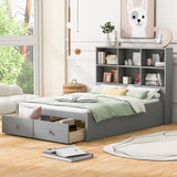 Everest Full Platform Bed - Gray Design with Storage, Charging Station, and Drawers by Lissie Lou