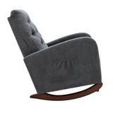High Back Rocking Chair Nursery Chair - Comfortable Rocker, Fabric Padded Seat, Modern High Back Armchair, Dark Gray, by Lissie Lou