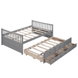 Haven Full Daybed with Twin Trundle and Storage Drawers - Gray Solid Wood by Lissie Lou