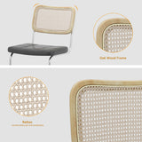Set of 4 Grey Leather-Feel Rattan Dining Chairs with High-Density Cushioning by Lissie Lou