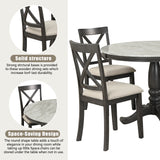Elegant 5-Piece Dining Table Set for 4 - Solid Wood with Gray Finish by Lissie Lou