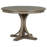 Lissie Lou 5-Piece Elegant Retro Dining Set - Round Table with Curved Trestle Legs & 4 Taupe Upholstered Chairs