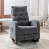 High Back Rocking Chair Nursery Chair - Comfortable Rocker, Fabric Padded Seat, Modern High Back Armchair, Dark Gray, by Lissie Lou