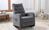 High Back Rocking Chair Nursery Chair - Comfortable Rocker, Fabric Padded Seat, Modern High Back Armchair, Dark Gray, by Lissie Lou