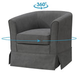 Elegant Gray Woven Fabric Swivel Barrel Chair