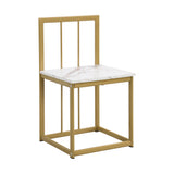 7-Piece Golden and White Compact Faux Marble Modern Dining Set for 6 with Iron Frame by Lissie Lou
