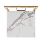 7-Piece Golden and White Compact Faux Marble Modern Dining Set for 6 with Iron Frame by Lissie Lou