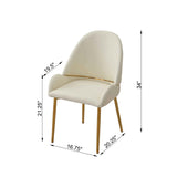 Beige Faux Leather Dining Chair Set with Metal Legs - Set of 2