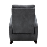 High Back Rocking Chair Nursery Chair - Comfortable Rocker, Fabric Padded Seat, Modern High Back Armchair, Dark Gray, by Lissie Lou