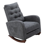 High Back Rocking Chair Nursery Chair - Comfortable Rocker, Fabric Padded Seat, Modern High Back Armchair, Dark Gray, by Lissie Lou