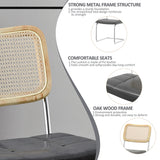 Set of 4 Grey Leather-Feel Rattan Dining Chairs with High-Density Cushioning by Lissie Lou