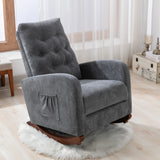 High Back Rocking Chair Nursery Chair - Comfortable Rocker, Fabric Padded Seat, Modern High Back Armchair, Dark Gray, by Lissie Lou